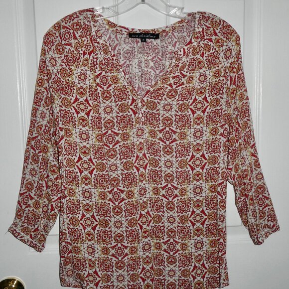 VERY PRETTY AVA CHRISTINE PATTERNED TOP SHIRT WOMENS SIZE - Picture 1 of 2